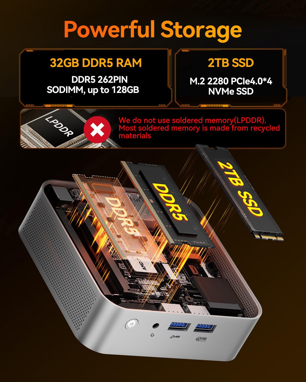 GEEKOM Mini PC A8 AI (suporte de qualidade de 3 anos) com mini